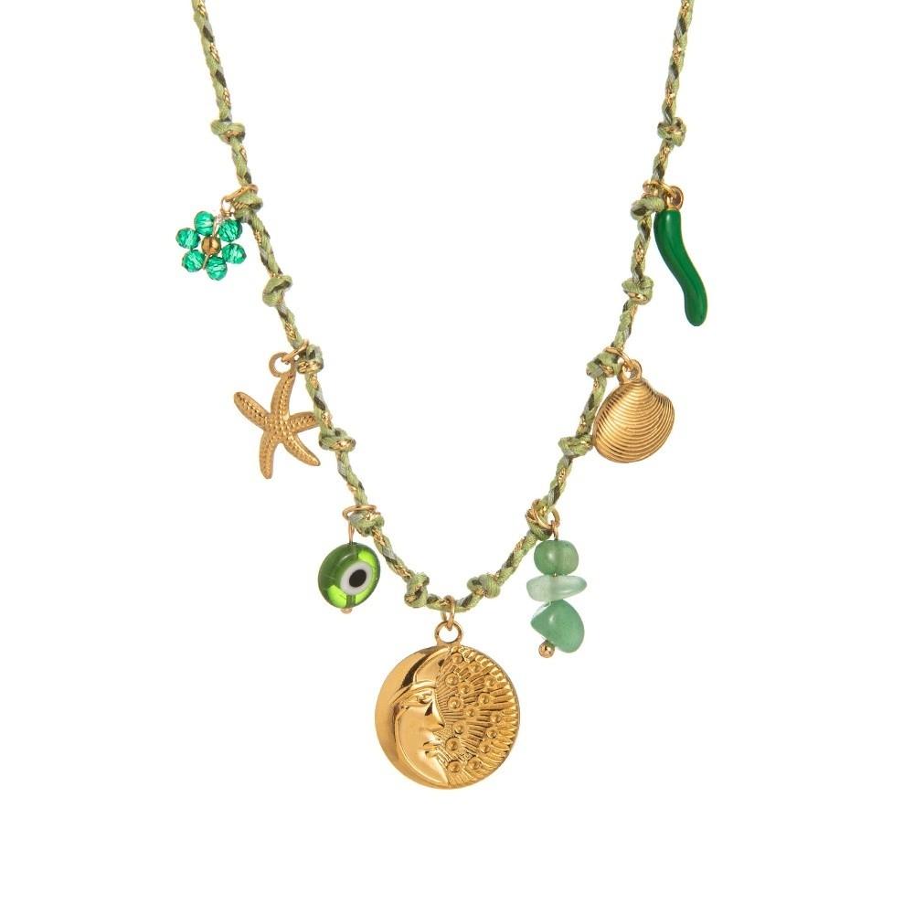 Starfish Conch Shell Necklace Boho Charm Pearl Pendant Necklace Vintage Seashell Choker  Gifts