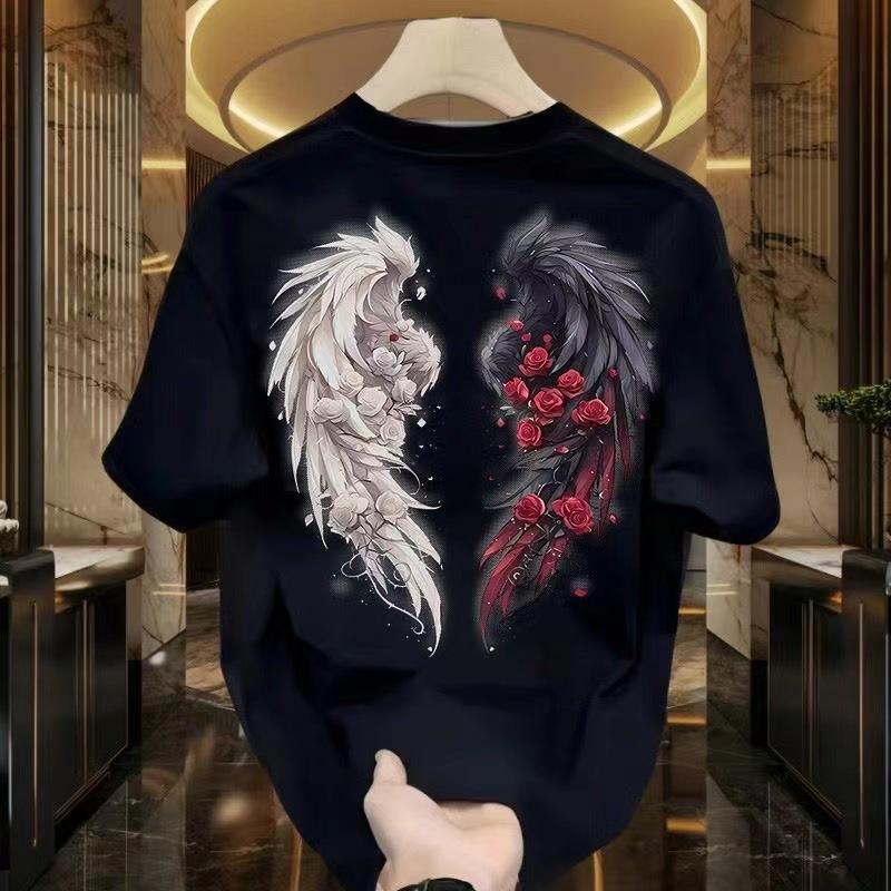 

Fashion brand pure cotton printed mens Tshirt 2025 new summer hot style trend casual Tshirt loose oneck short sleeve S