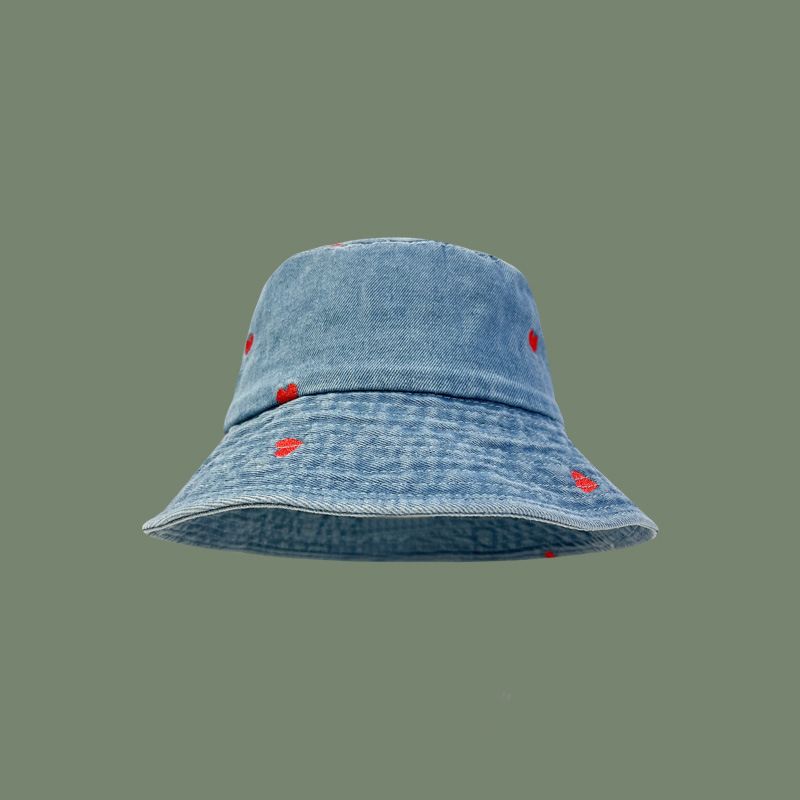 

Японский стиль Свежая джинсовая шляпа рыбака Детская летняя и осенняя Ретро панама Стиль Харадзюку Защита от солнца Солнечная шляпа Вышивка сердечком Medium Blue M(56-58cm)