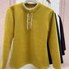 Pullover Oberteile Damen Langarm Herbst Winter Gepolsterte Bluse Übergroß Halber Rollkragen Locker Langarmshirt Slim Pullover Oberteile