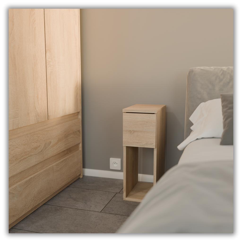 Bedside Cabinet Sonoma Oak Narrow 20 Cm Bedside Table With 1 Drawer For Bedroom