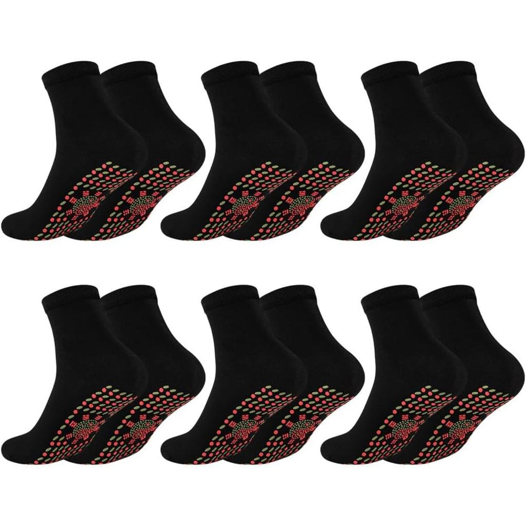 Self Heating Socks 6 Pairs Unisex Cotton Thermal Washable Wormwood Heated Socks Free Size for Winter Autumn