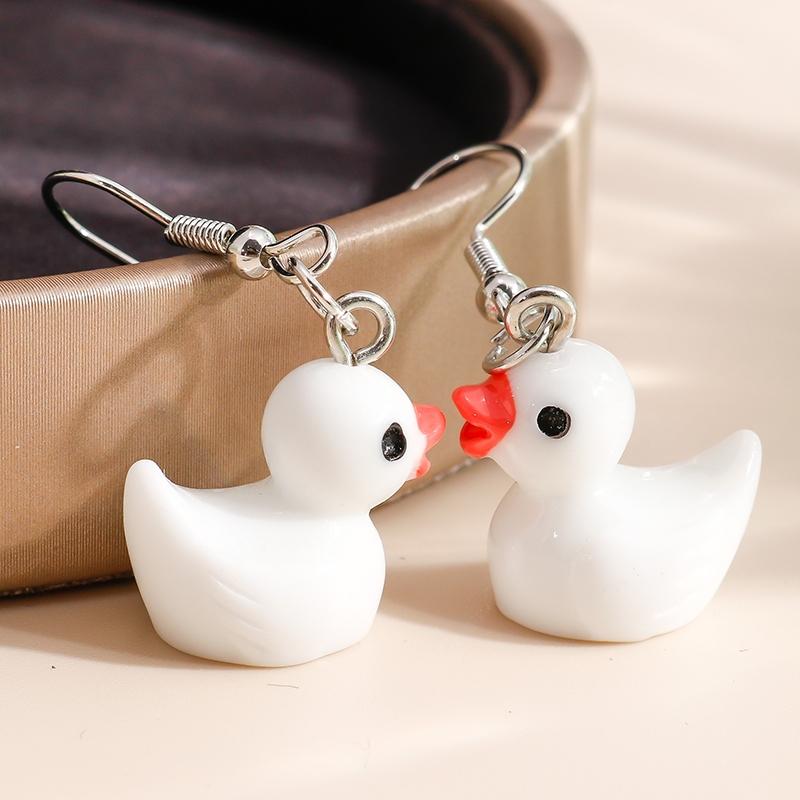 Süße Gelbe Enten Ohrringe Cartoon 3D Tier Ohrhaken Hängende Ohrringe für Damen Mädchen Party Feiertag Schmuck Geschenke
