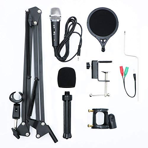 Desk Arm Microphone Stand, Tabletop, Extendable Holder with Flexible Arm and Clamp for Studio Microphones and Condenser Microphones, Foldable Stand Ar