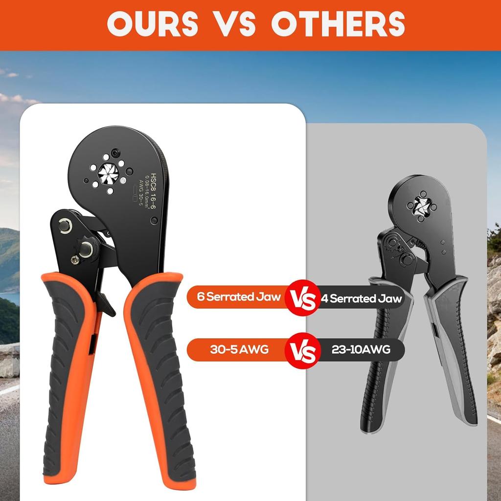 2200PCS Ferrule Crimping Tool Kit –Amliber AWG30-5 Self-Adjusting Wire Ferrule Crimper with Wire Ferrules Connectors for Electrical Work,