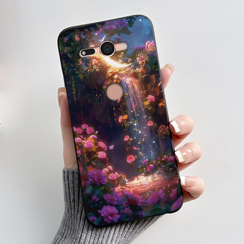 Cute Black Case Phone Case For Sony Xperia XZ2 Compact/SO-05K Protective Shockproof Soft Cover Lovely Fluffy White Bunny