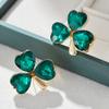 Exquisite Green Zircon Clover Earrings for Ladies Charm Summer Elegant Temperament Wedding Jewelry Bride Engagement Gift
