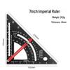 Yunbei 7-Inch Aluminum Woodworking Triangle Square Ruler, 90-Degree Angle, Dual Scale (Imperial/Metric).
