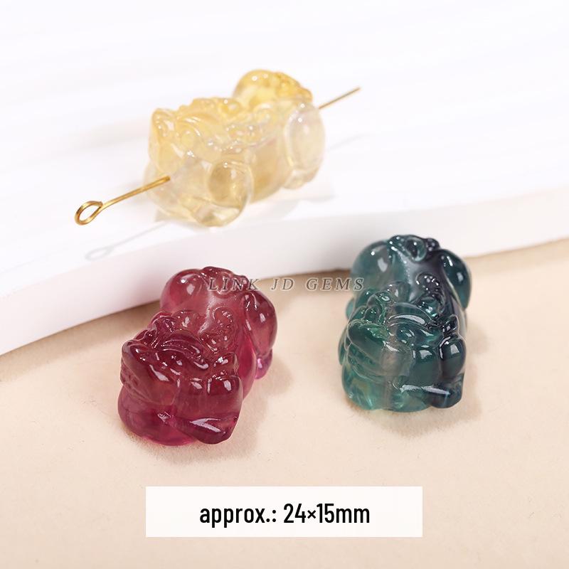 Jingde Jewelry Natural Colorful Fluorite Vajra Pendant Crystal Carving Charm