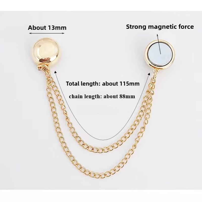 Multi-Function Magnetic Clothing Clip with Chain Metal Buttons Clip Clothes Scarf Trouser Legs Cuff Fixing Magnet Pin Decor