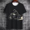Vintage Heavy Motorcycle Print Summer Men's T-Shirt Street Tough Guy Style Personality Trend Short Sleeve Plus Size Top Clothing