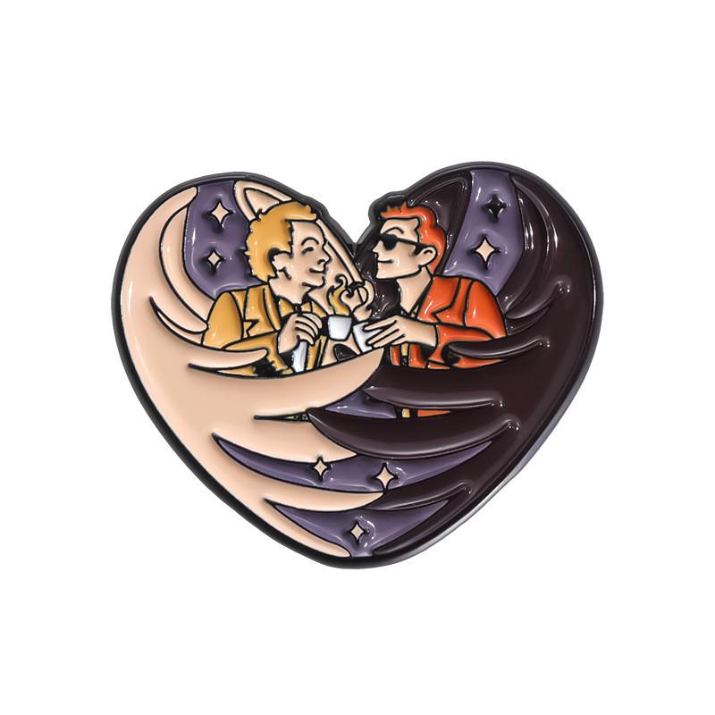 

Adorable Character Cartoon Brooches With Enamel Finish And Angel Wings For Use Decorative QHXZ1169