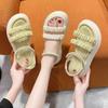 One Word with Platform Fashion with Skirt Gentle Sandals Women Wear Summer New Beach Student Shoes