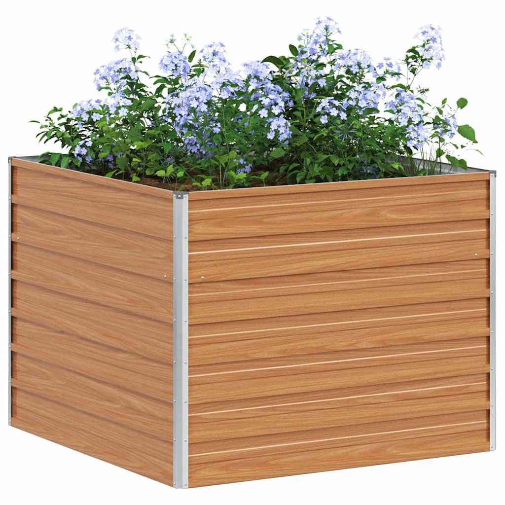 Raised Garden Bed Light Brown 100 X 100 X 77 Cm Galvanized Steel