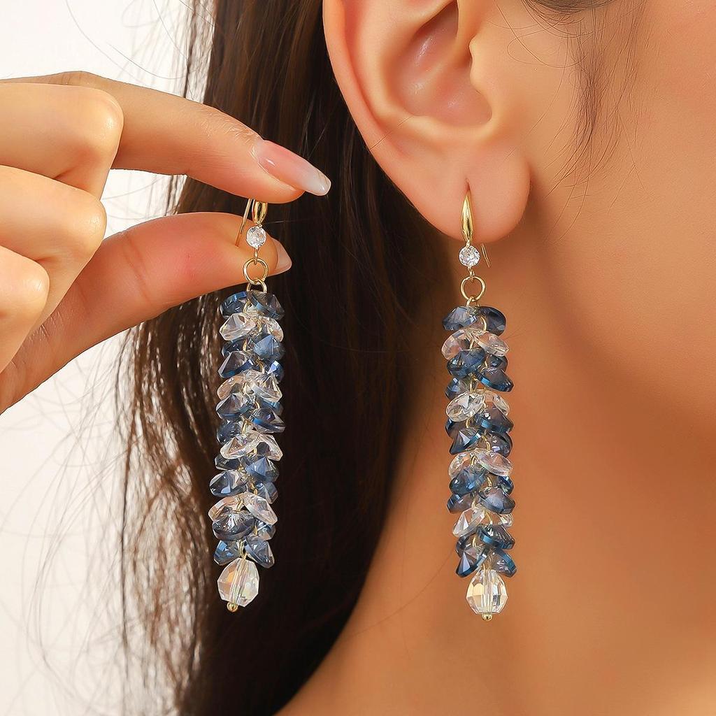 Exaggerated Grape Bunch Crystal Earrings INS Light Luxury Temperament Zirconia Inlaid High-grade Everyday Dainty Ear Jewelry