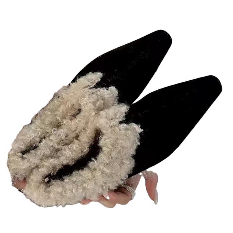 Fur Women Flats Shoes Suede Pointed Toe Sexy Shoes New Brand 2025 Trend Winter Designer Classic Fashion Dress Mujer Zapatillas