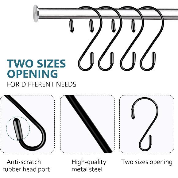 20 Pack 3.15 Inch S Hooks Stainless Steel Hanging Hooks Heavy Duty S Hooks for Hanging Kitchenware, Pots, Pans, Plants, Clothes, Towels in Kitchen,