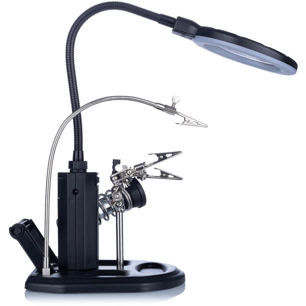 Third Hand With Gooseneck Magnifying Glass, Soldering Iron Holder And Solder Te-802