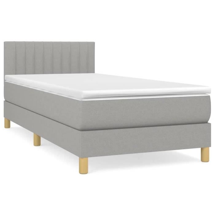 3140729 vidaXL Lit à sommier tapissier avec matelas Gris clair 80x200 cm Tissu