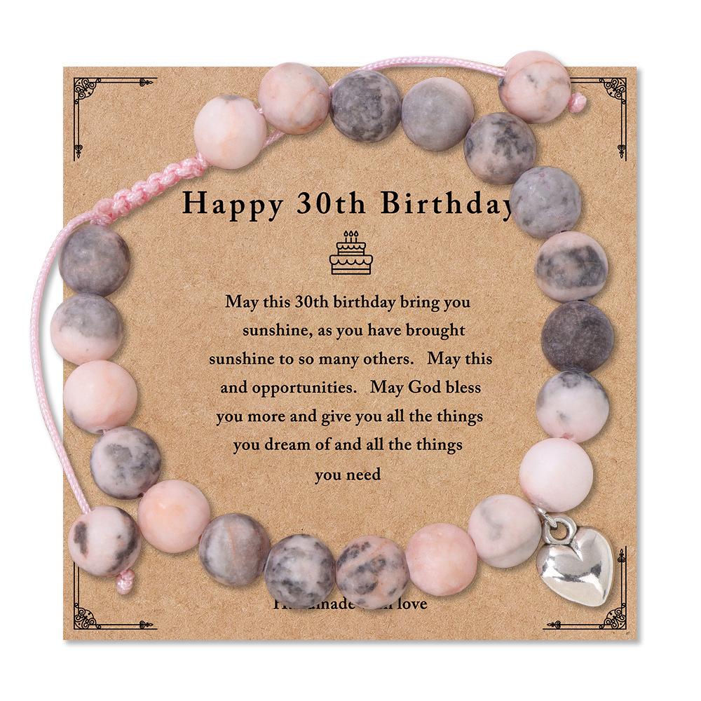 

JYL TS Bracelet Men s Square Stone Design Enhances Dignity And Tradition Pink Zebra Frosted Braided Pink Thread чай зелений колір