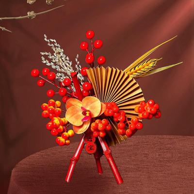 Bamboo Statue for Chinese Year Gift Craft Tabletop Ornament Living Room And Hallway