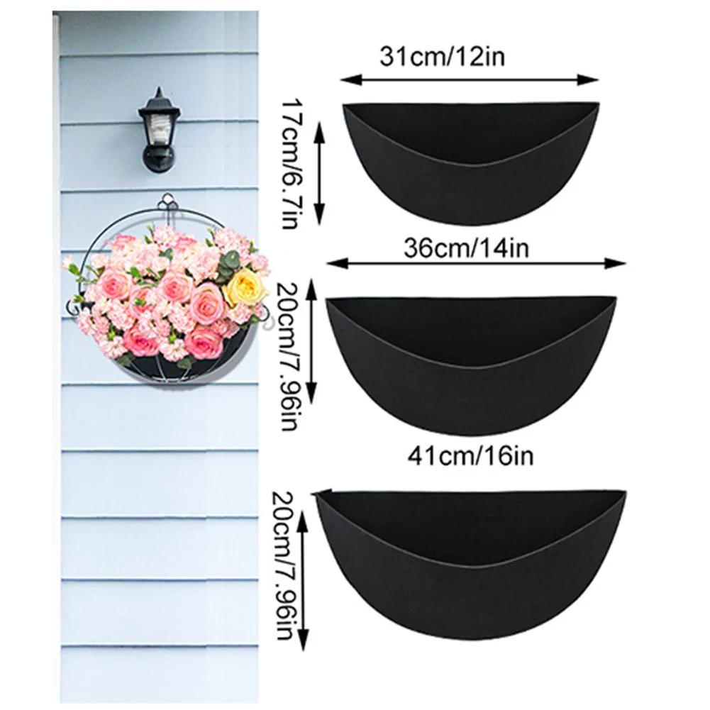 Felt Half Round Wall Hanging Basket Liners 3 Pack For Box Style Planters Fence Baskets And Wire Hanging Holders
