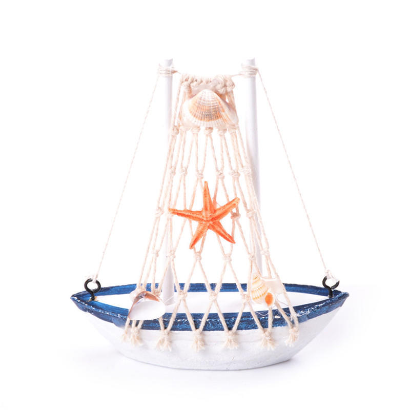 

Wooden Crafts Nautical Decoration Cloth Sailboat Model Flag Table Ornament