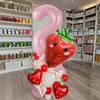 Strawberry Digital Balloon Numbers 0-9 Strawberry Love Aluminum Film Pink White Red Balloon for Anniversary Birthday
