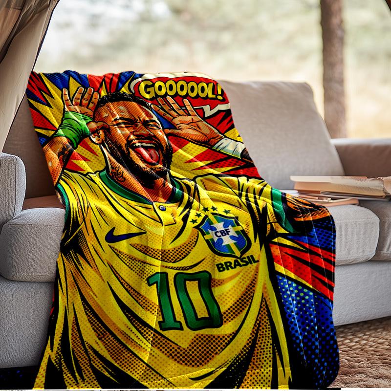 Coperta per Celebrazioni Neymar Coperta in Flanella da Esterno per Campeggio, Escursionismo, Feste in Giardino, Essenziale per Picnic, regalo per famiglia e amici
