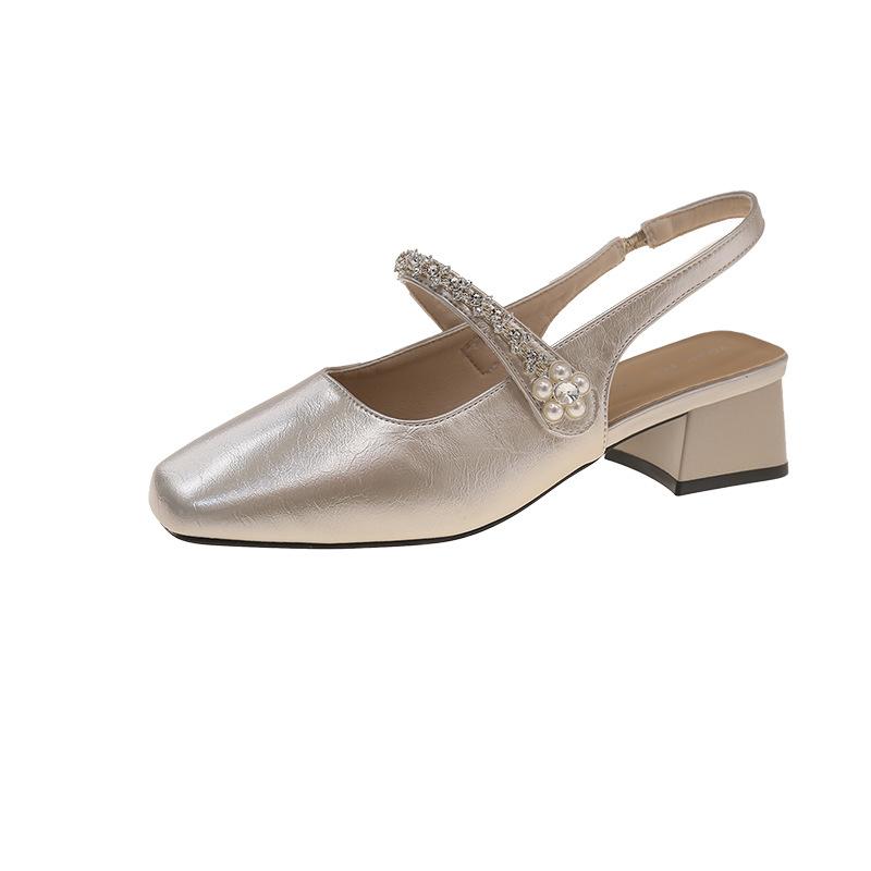 High Heels Thick Heel Medium Heel Bag Head Sandals Women's 2025 New Summer Fairy Style with Skirt Mary Jane Single Shoes