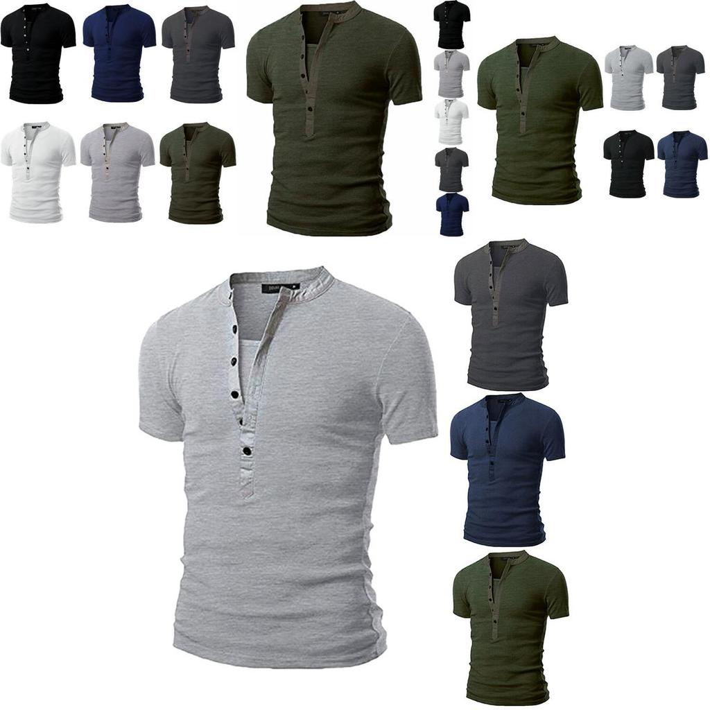 Fashion Men's Slim Fit V Neck T-shirt Muscle Tee Casual Tops Short Sleeve Blouse In Stylish Solid Colors