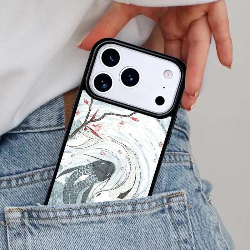 Ying Yang Koi Fish Phone Case for iPhone 17ProMax 12 13 14 15 16e 17 Pro Max Plus Air Cover
