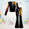 Girls Star Printed Round Neck Long Sleeve Top And Flared Pants Two Piece Outfit