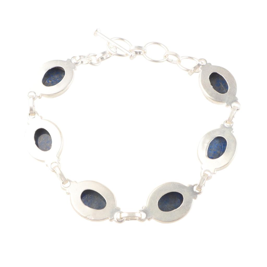 Natural Lapis Lazuli Gemstone 925 Sterling Silver Jewelry Handmade Bracelet 8.5" RB-3-18