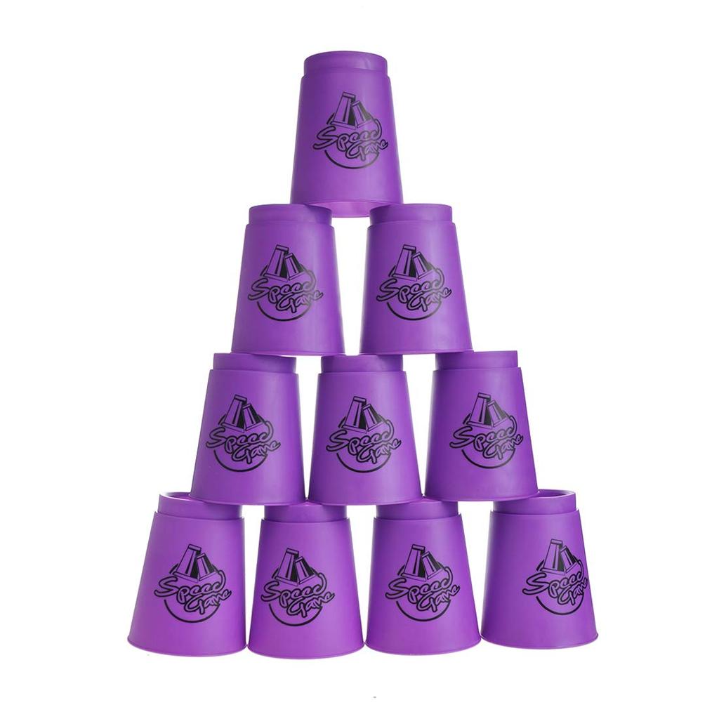 CYFIE Sports Stacking Cups Set of 12 Overlap Cups for Sports Stacking Handheld Rod Storage Bag Thick Plastic Competition Use Purple