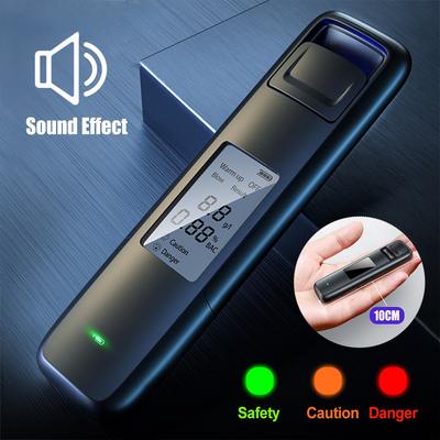 Schwarz/Silber Atemalkoholtester Professionell mit LCD-Bildschirm Hohe Genauigkeit Tragbarer Alkoholtester Digitaler Alkohol Detektor USB-Aufladung