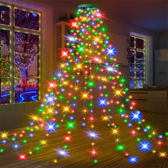 Christmas LED String Lights with Memory Function 8 Modes Star Topper Waterproof USB Powered Christmas Tree Lights