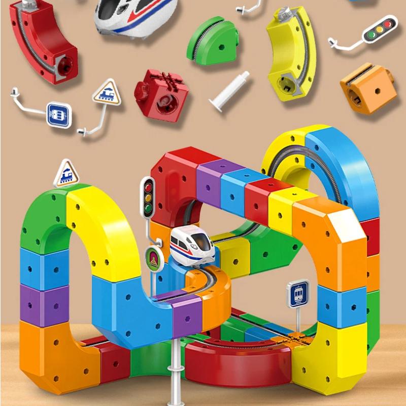 Set Treno Magico con Binari Giocattolo Puzzle Interattivo Genitore-Figlio Giocattolo per Bambini Non Radiocomandato Treno su Binari Regalo di Natale