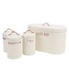Set da 4 pezzi: Porta pane e barattoli in ferro per cucina, Caffè, Tè, Zucchero, Porta pane in metallo per piano di lavoro