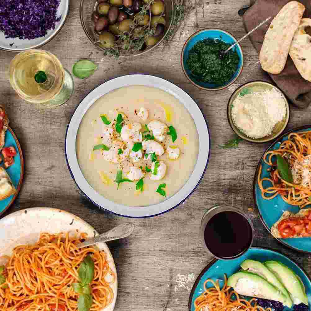 4 Pcs Food Containers Enamel Bowl Home Soup Practical Enamelware Wash Basin Simple White Creative Miss