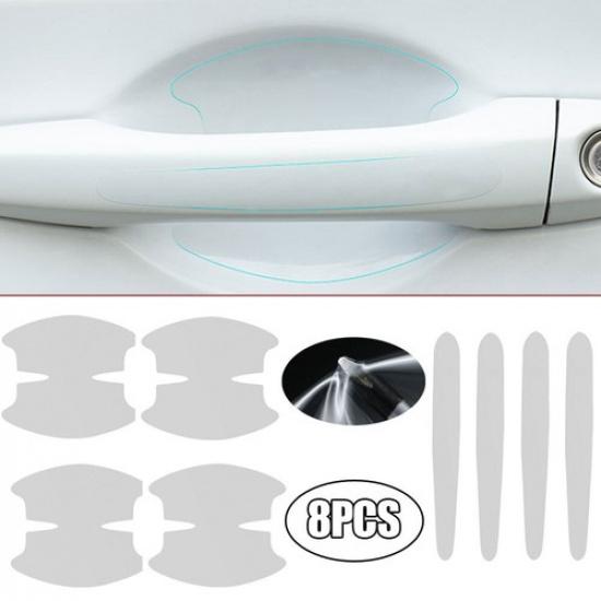 8Pcs Car Door Bowl Handle Anti-scratch Clear Protection Film Sticker Decal Kits