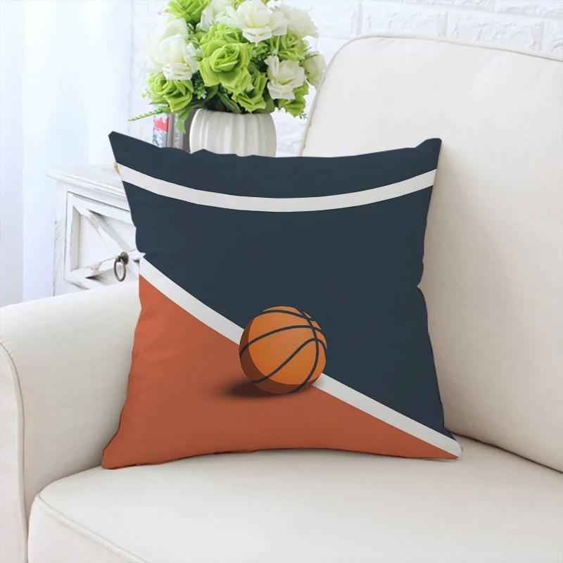 Kissenbezug I Love Basketball Sofakissenbezug Beidseitig bedruckt Kurzer Plüsch Stuhl Lendenwirbelstütze Bett Schlafkissen 50x50