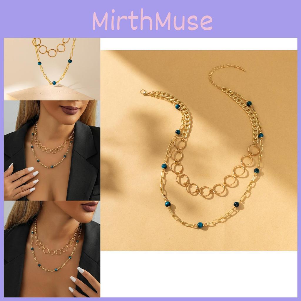 Trendige modische Goldkettenglied-Anhänger Halskette mit einzigartigen Naturstein-Akzenten