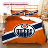 Edmonton Oilers Pattern Bedding Quilt Set  Home Decoration  Gift (1 * Duvet Cover + 2 * Pillowcase  Without Core)