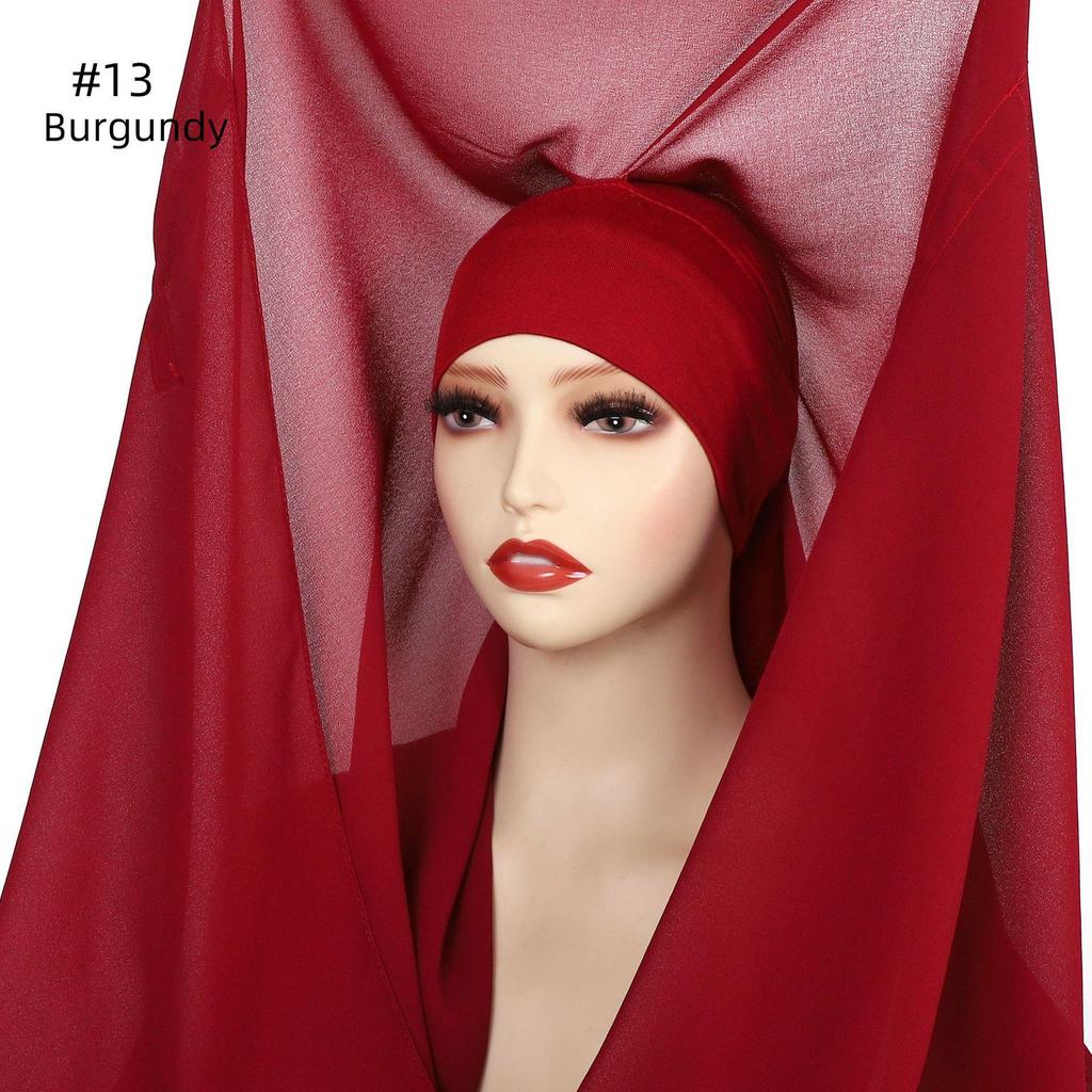 Solid Pearl Chiffon Scarf, Base Cap, & Magnetic Buckle Set