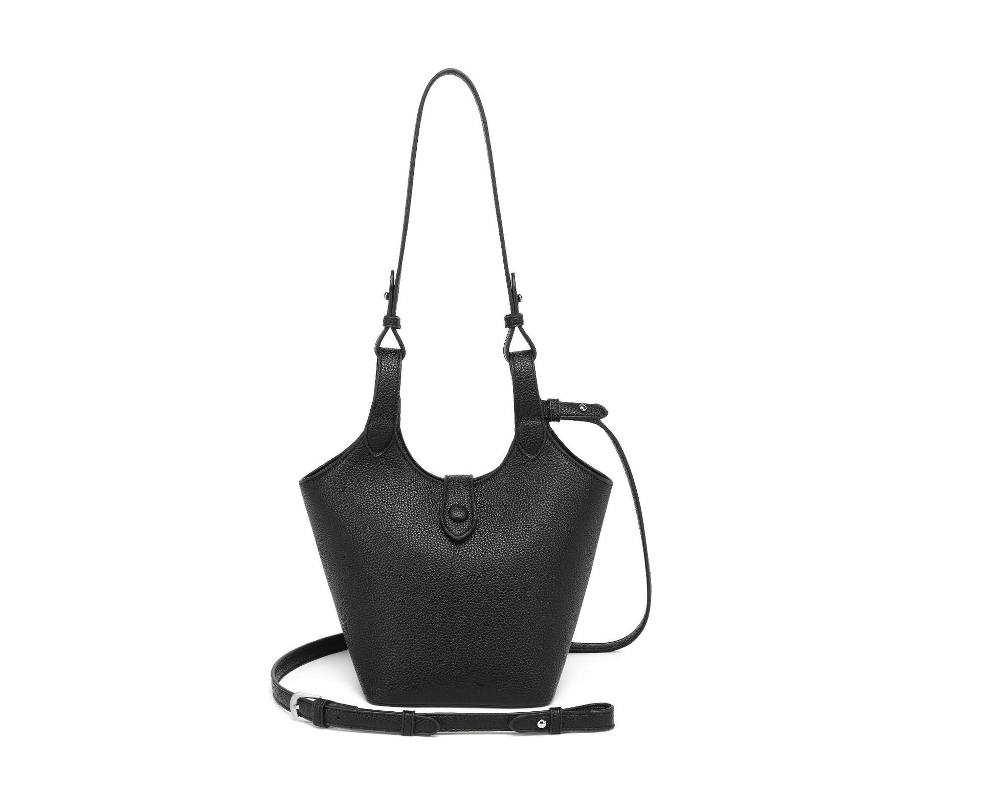 

Корейская версия портативной сумки-корзины для овощей с узором личи, женская новая модная сумка-ведро 2025 года, универсальная сумка-мессенджер в стиле инс чёрный