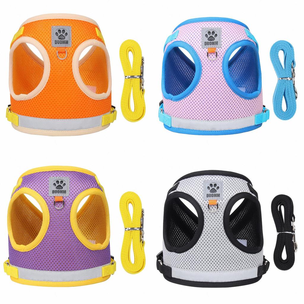 Lightweight Pet Harness With Leash For Cats And Dogs Breathable Polyester Reflective Safety Gear For Walks