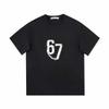 Numer 67 Bawełniany T-shirt Męski Wytarty Wzór z Nadrukiem Cyfrowym Czysta Bawełna Premium Print Trwały Codzienny Moda