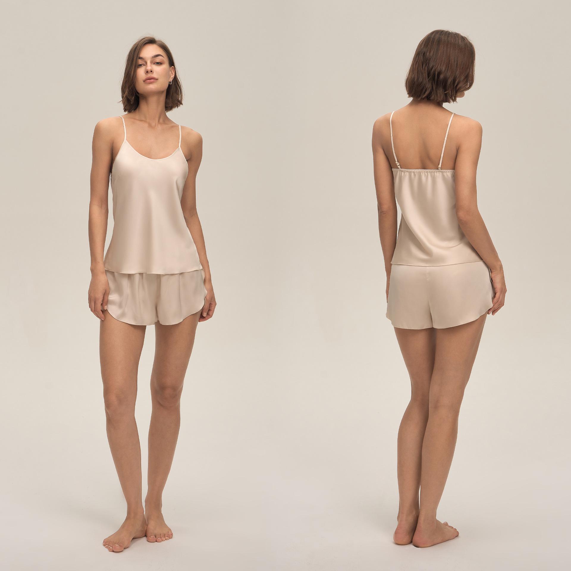 

Cross-Border Satin Chiffon Cami-Shorts Pajama Set for Women Medium шампанского
