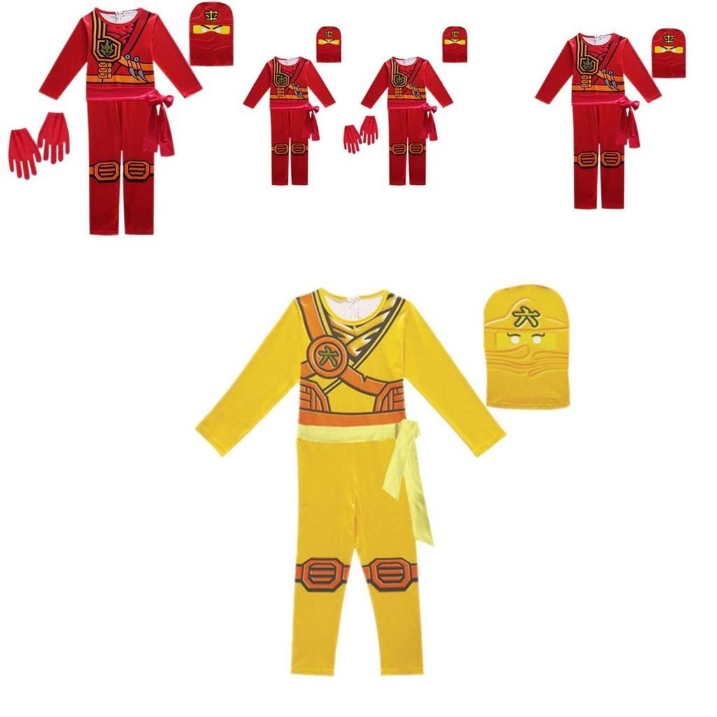 Cool Ninjago Inspired Kids Cosplay Party Clothes Set With Glove Hat And Jumpsuit
